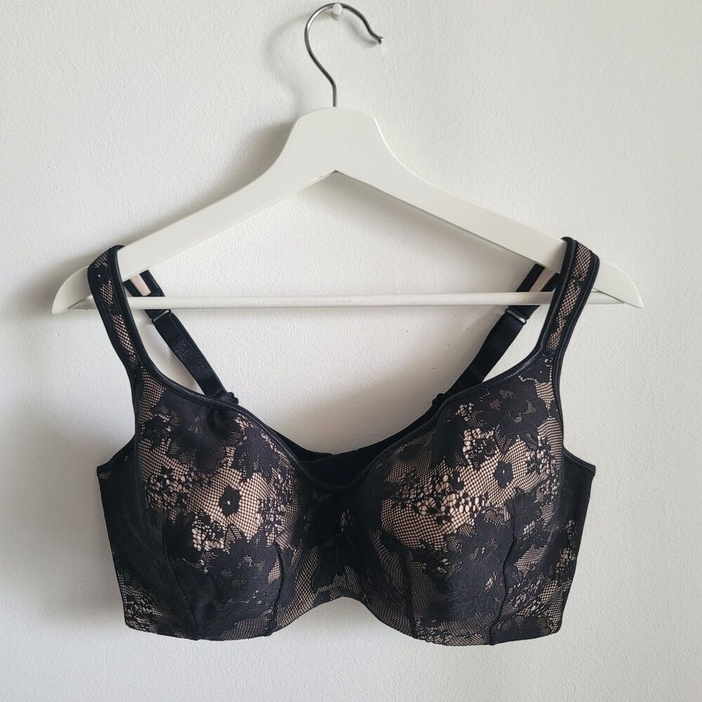 Bra 40DDD Black Lace Lane Bryant Cacique Full Coverage